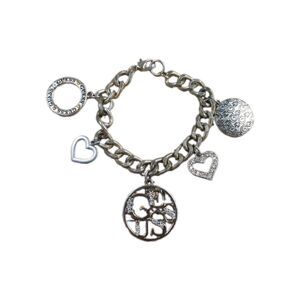 Guess Bracelet With Heart Logos Gold And Silver Accents